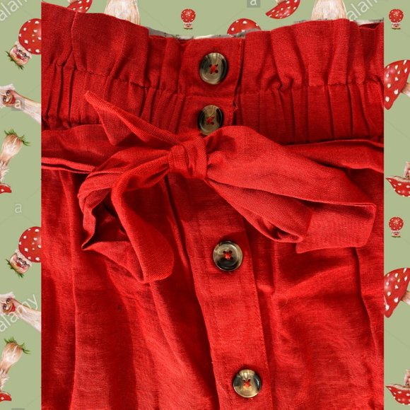 Brick red paperbag button down skirt - Picture 2 of 5